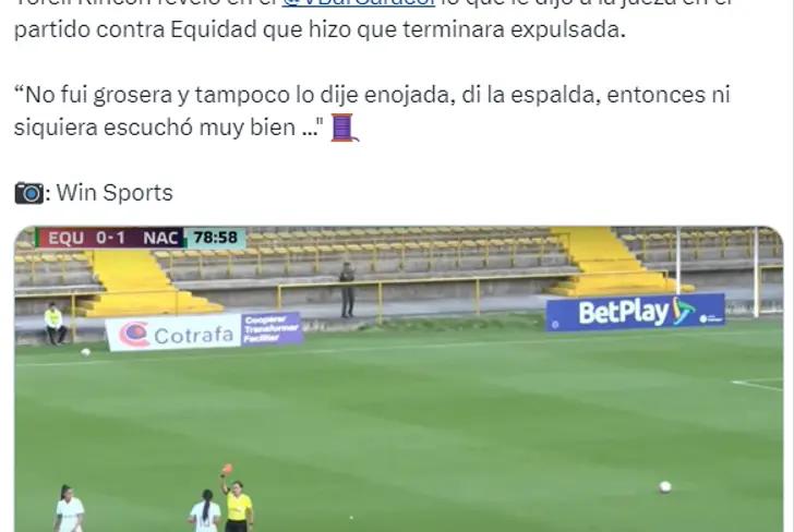 El reclamo sobre el cual Yoreli Rincón espera su sanción Foto: Captura de X