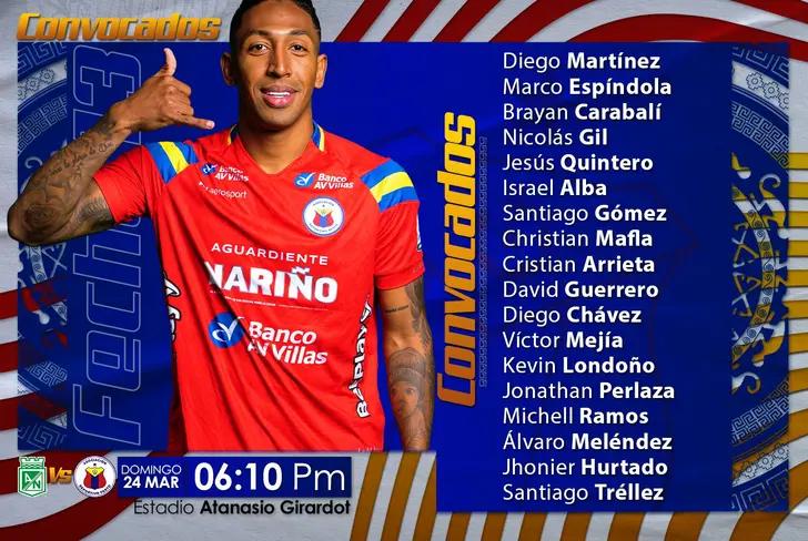 Lista de convocados del Deportivo Pasto Foto: Deportivo Pasto Oficial