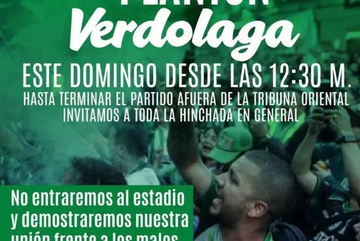 El aviso de los hinchas de Atlético Nacional previo al duelo ante Bucaramanga. Foto: Pasionverdeoficial&nbsp;