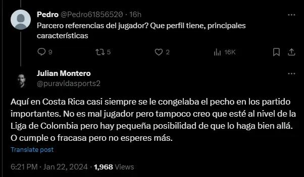 Comentario en Twitter&nbsp;