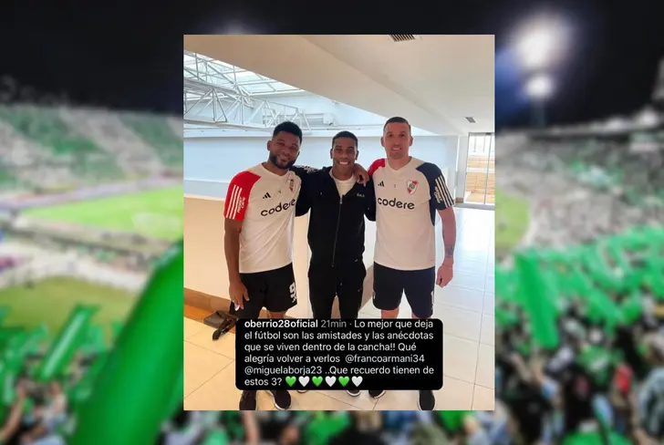 Miguel Borja, Berio y Armani juntos en Asunción Foto: Oberrio28oficial Instagram&nbsp;