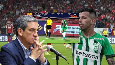 Fernando Jaramillo, presidente de la DIMAYOR y Pablo Ceppelini, jugador de Atlético Nacional Foto: Futbolred y Win Sports