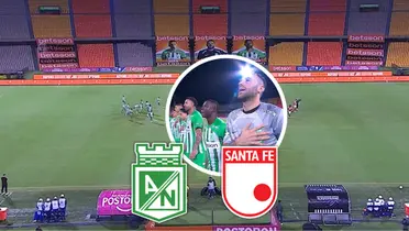 Atlético Nacional vs Independiente Santa Fe Foto: Escudoteca y Captura de Win Sports