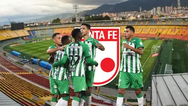 Dorlan Pabón, Álvaro Angulo, Eric Ramirez y Jefferson Duque celebrando en Atlético Nacional