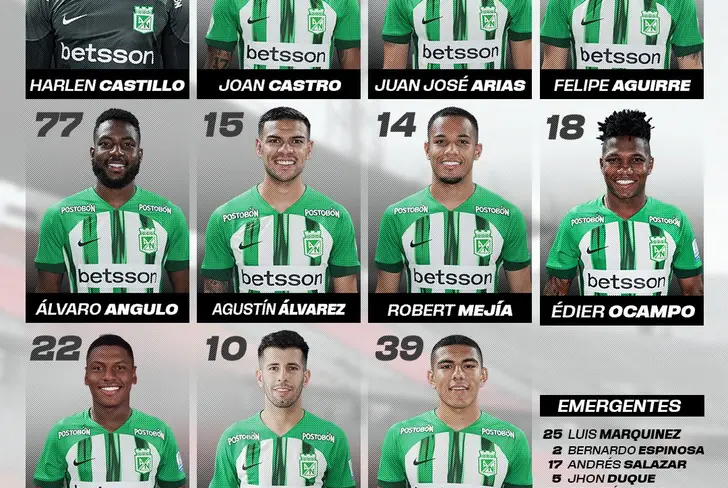 Así formará Atlético Nacional en la tarde de hoy Foto: Atlético Nacional