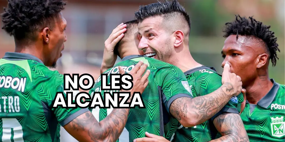 Joan Castro, Pablo Cepellini y Edier Ocampo celebrando un gol en Atlético Nacional