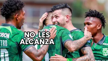 Joan Castro, Pablo Cepellini y Edier Ocampo celebrando un gol en Atlético Nacional