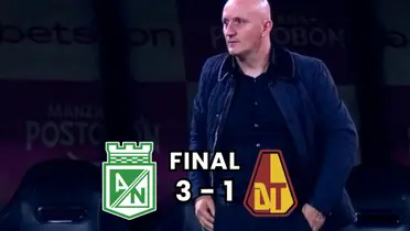 Pablo Repetto, entrenador de Atlético Nacional esta noche Foto: Captura de Win Sports