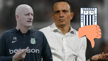 Pablo Repetto, entrenador de Atlético Nacional y Alejandro Restrepo, entrenador de Alianza Lima